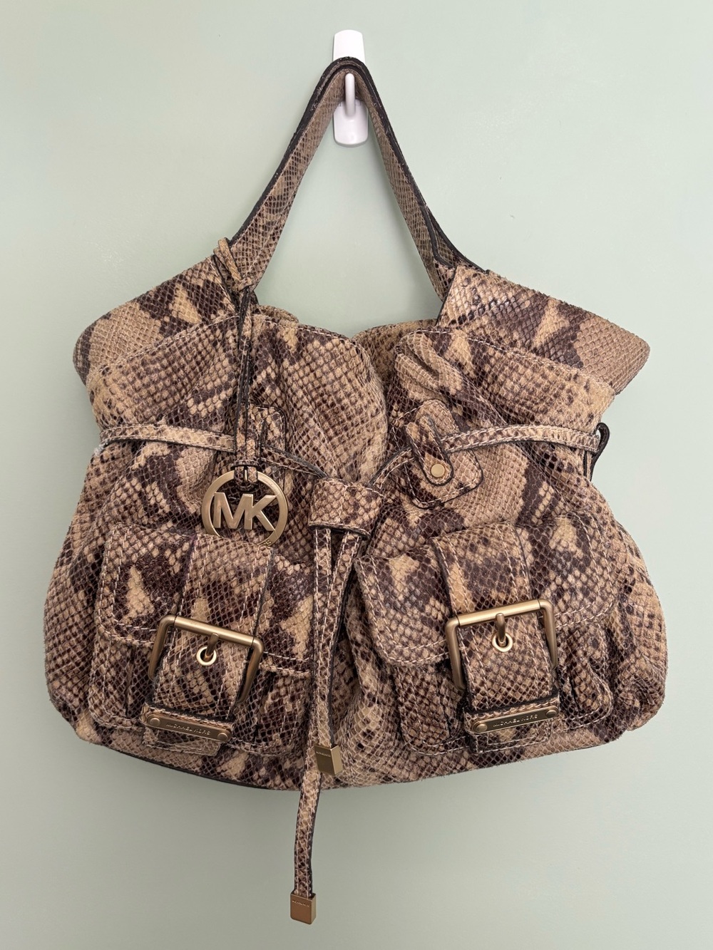 Michael Kors Y2K style Python Print Cargo Pocket Hobo Bag